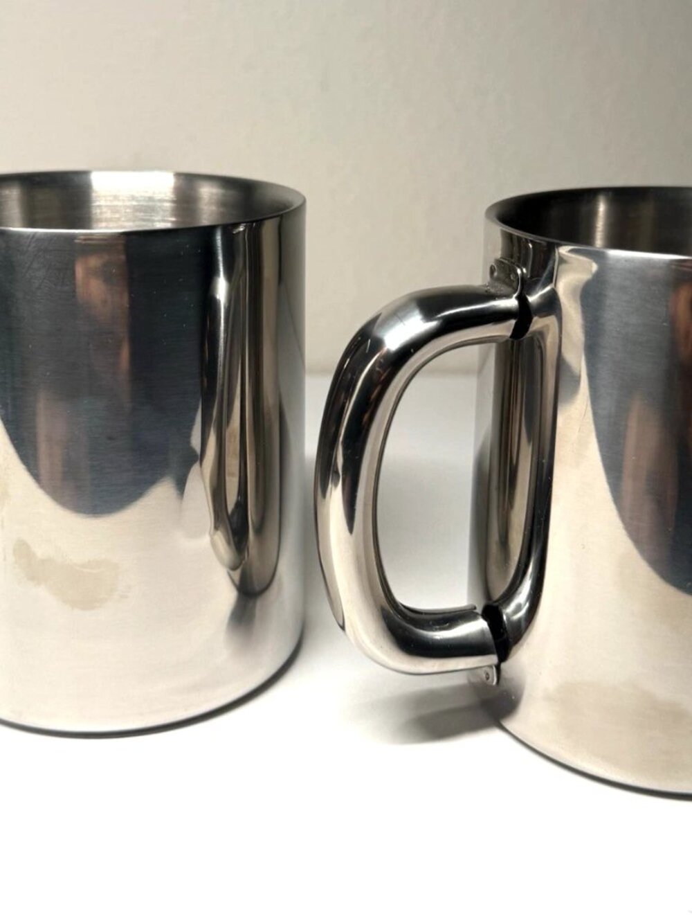BergHOFF Stainless Steel Coffee Mugs Set of 2 Double Wall 12 oz Travel Cups